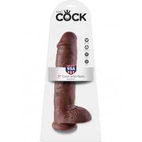 King Cock 11 Cock W/balls Brown