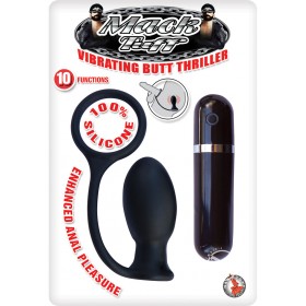 Mach Tuff Butt Thriller Wireless Remote Anal Plug w/ Cockring Black 3.3 Inch