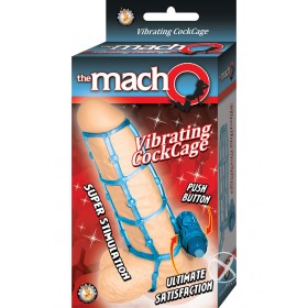 Macho Vibrating Cockcage Sleeve Waterproof Blue 5.5 Inch