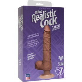 The Realistic Cock UR3 Vibrating Slim Dong Brown 7 Inch