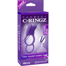 Fantasy C Ringz Twin Teazer Rabbit Ring Cockring Black