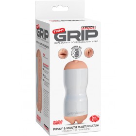 Pipedream Extreme Tight Grip Dual Density Squeezable Pussy & Mouth Masturbator White