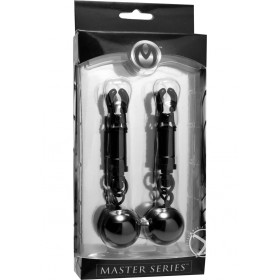 Master Series Black bomber Clamps Barrel Nipple Clamps w/ Weighted Balls Black