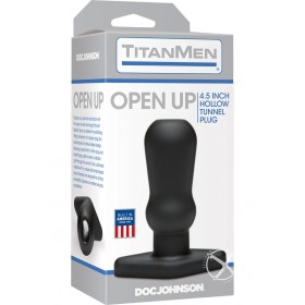 Titanmen Open Up Hollow Tunnel Anal Plug Black 4.5 Inch