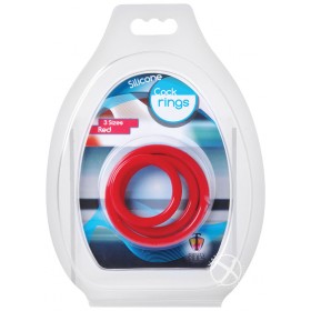 Penis Rings -  set 3 Silicone - Red