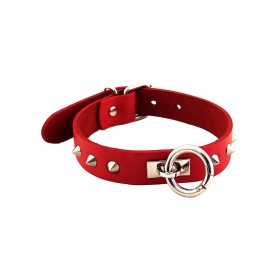 Rouge O Ring Studded Collar Red