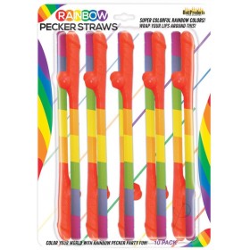 Rainbow Pecker Straws 10pk
