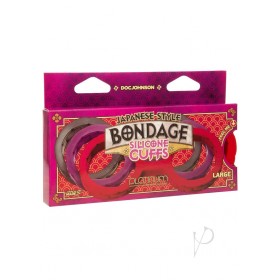 Japanese Bond Silicone Cuffs Lg Red