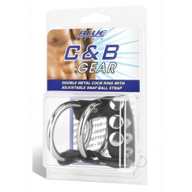 Cb Gear Double Metal Cock Ring W/strap