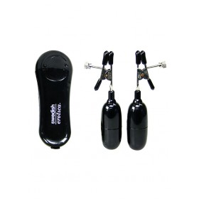 Vibrating Nipple Clamps for Him or Her with Remote Black