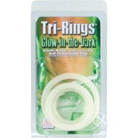 Tri Rings Glow In The Dark Cock Ring Set White