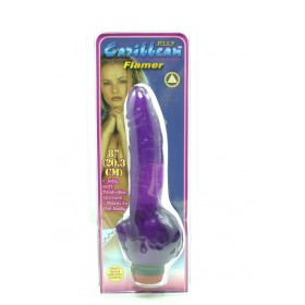 JELLY CARIBBEAN FLAMER 8 INCH DONG WITH BALLS PURPLE