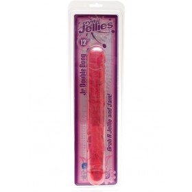 Crystal Jellies Jr Double Dong  Sil-A-Gel 12 Inch Pink