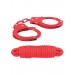 Sinful Metal Cuffs W/keys Love Rope Red